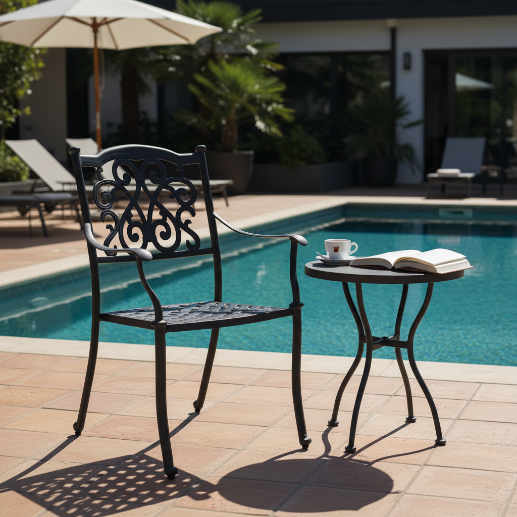 Bizzotto – Ivrea – Stuhl – Armlehnen – Anthrazit – Aluminium – stapelbar – 8051836109230