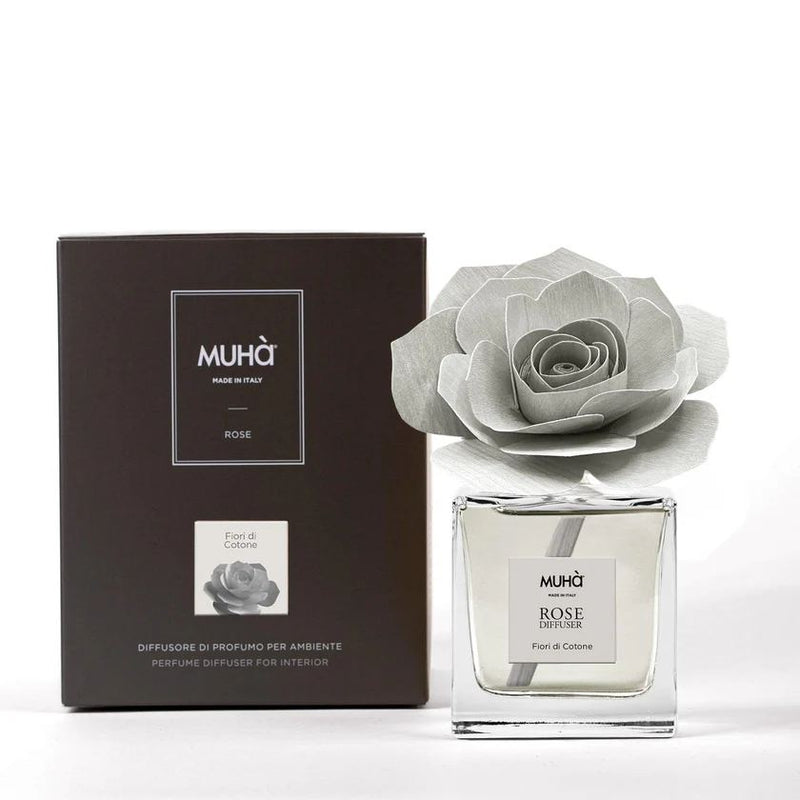 Muhà Profumatore Diffusore Rosa Grigia Fiori di Cotone 100ml