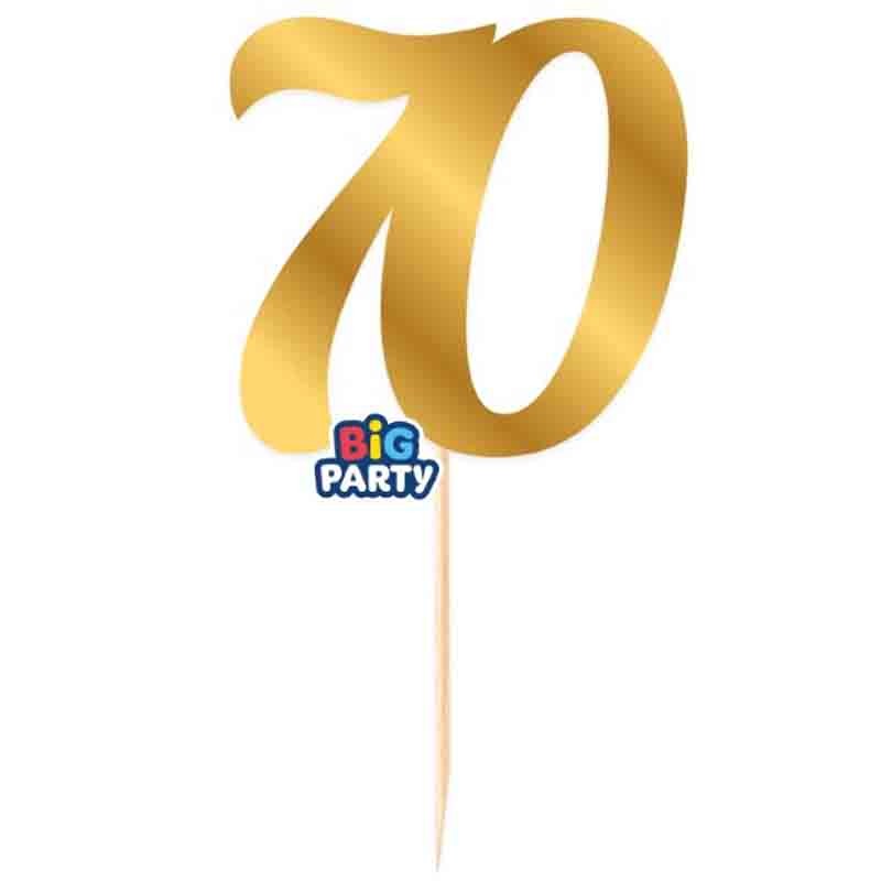 Big Party Mini Cake Topper Num. 70 Oro Metal