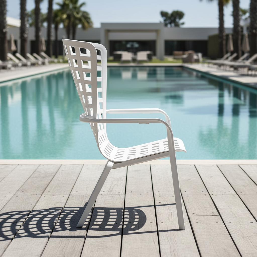 Nardi Folio in Weiß – Detailansicht des Sockels am Pool