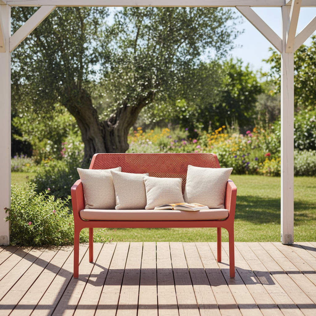 Nardi Net Bench corallo terrace cushions