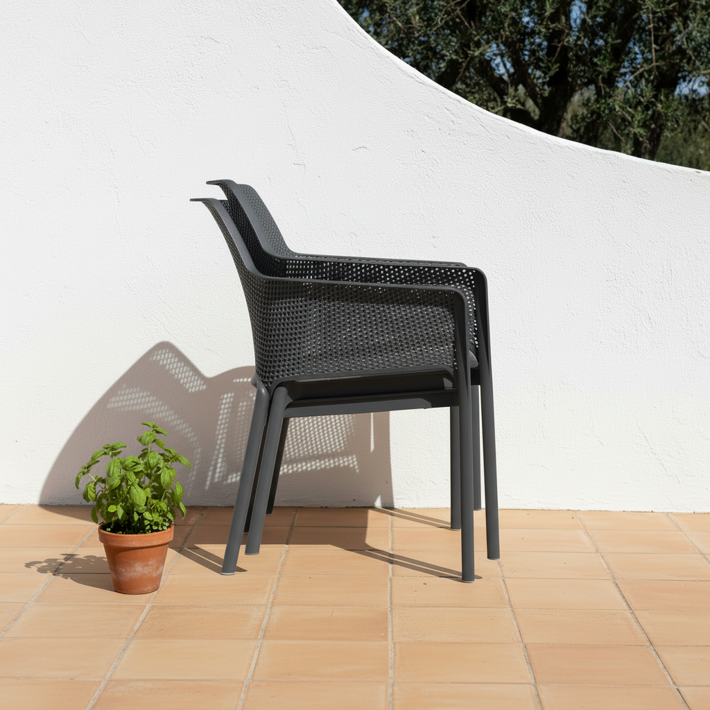 Nardi Sedia Net antracite impilate vista laterale