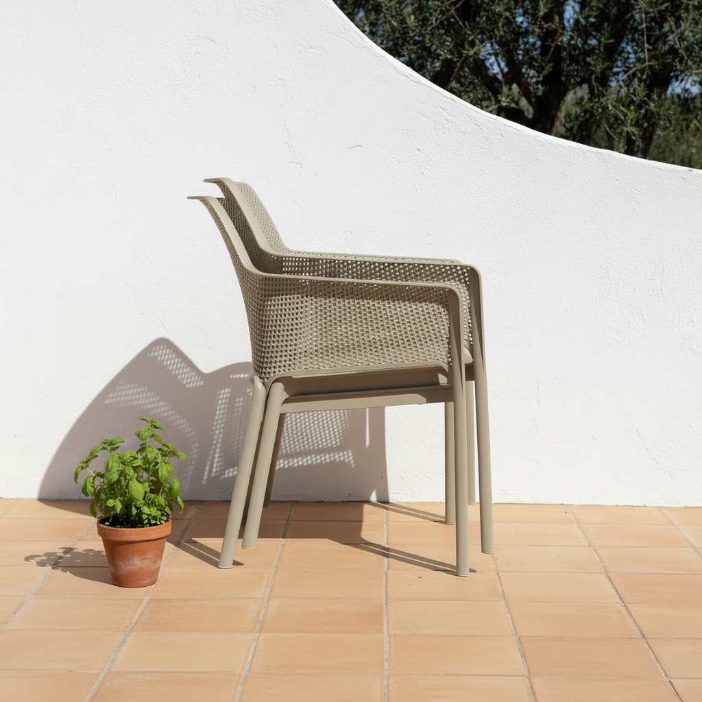 Nardi Sedia Net tortora impilate vista laterale