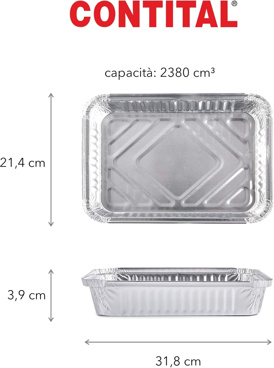 Contital Aluminum Container R2L 6 Portions 318 x 214 Mm 50 Pcs