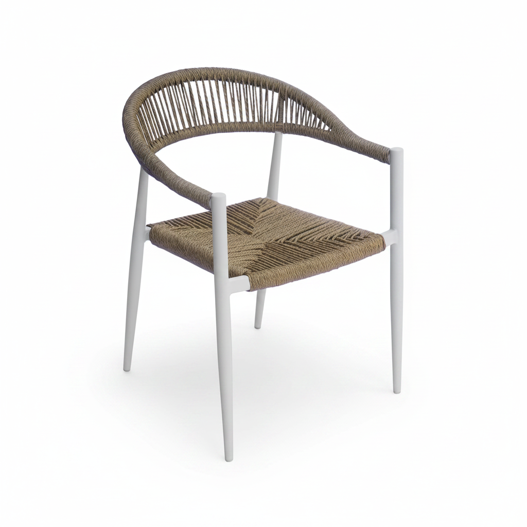 Moia Greenwood Poltrona Milano Alluminio Corda Paglia Bianco