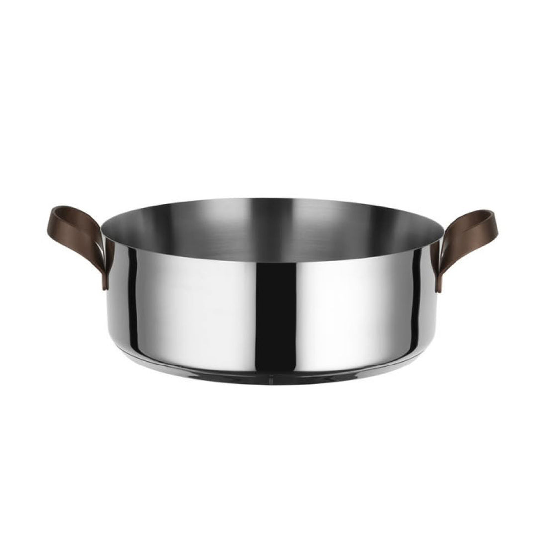 Alessi EDO Casseruola Bassa D 24 Cm a Due Manici in Acciaio Inox e PVD Marrone