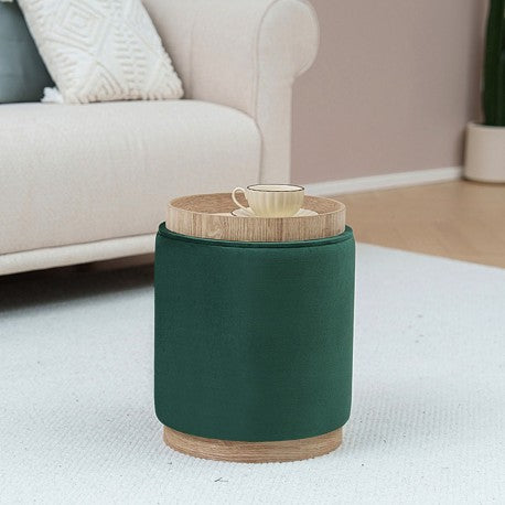 Versa Puff con Storage e Vassoio Velvet Verde