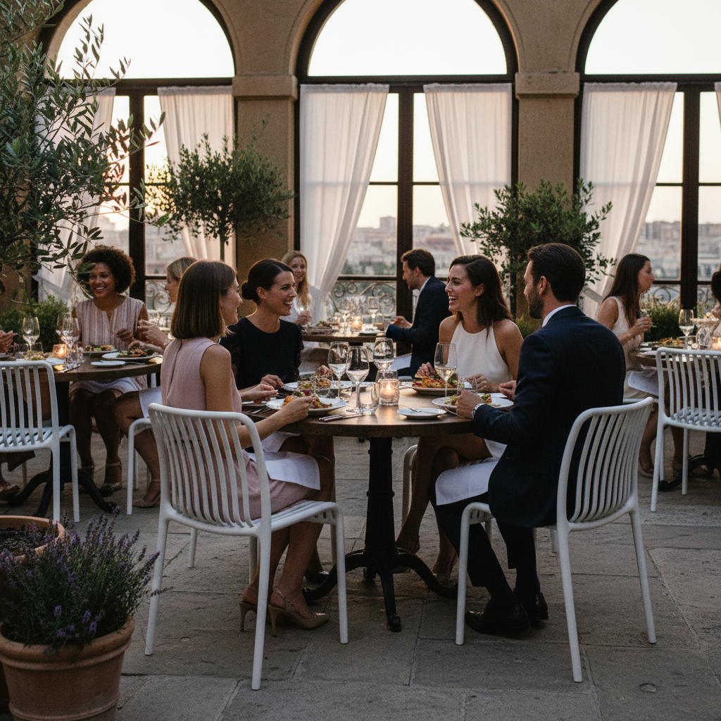 Stuhl für die Terrasse des Restaurants in Trapani