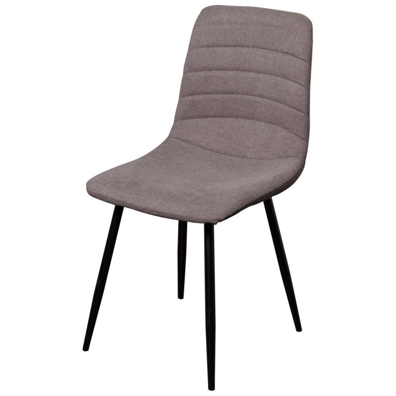 Dimo Sedia Livia in Tessuto Tortora Chiaro, Gambe Nere