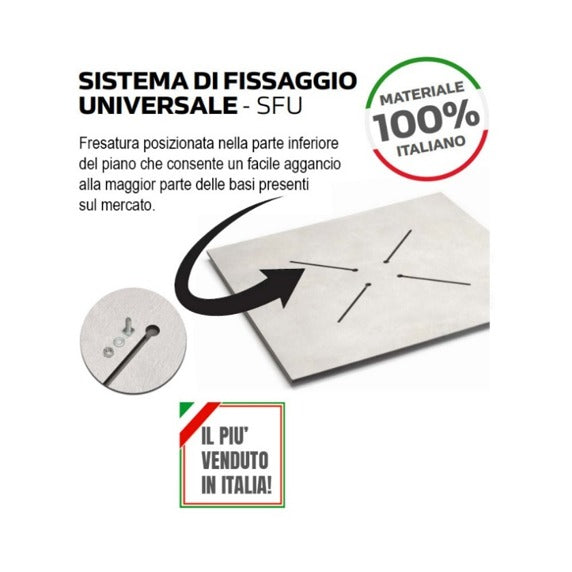 Piano tavolo HPL - Sistema di Fissaggio Universale SFU, materiale 100% italiano