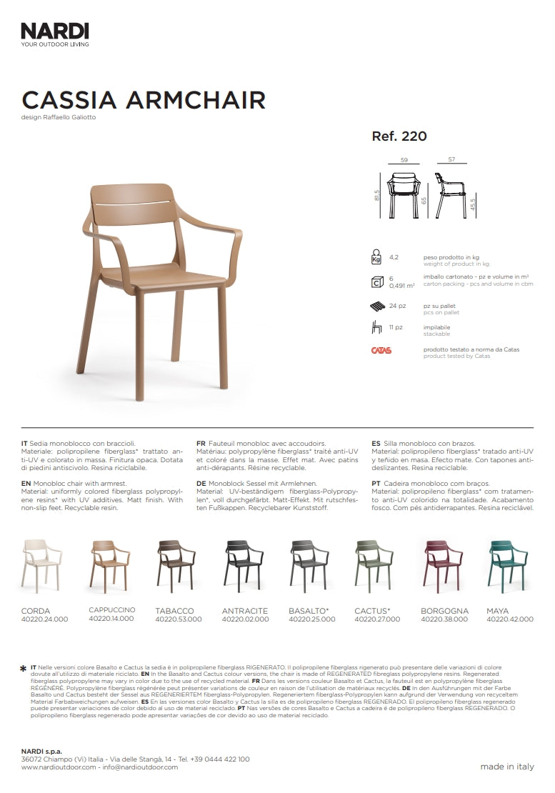 Nardi Cassia Armchair, Cactus Color