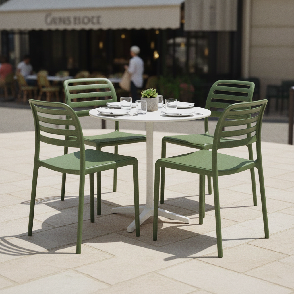 Tavolata bistrot con sedie Costa Agave
