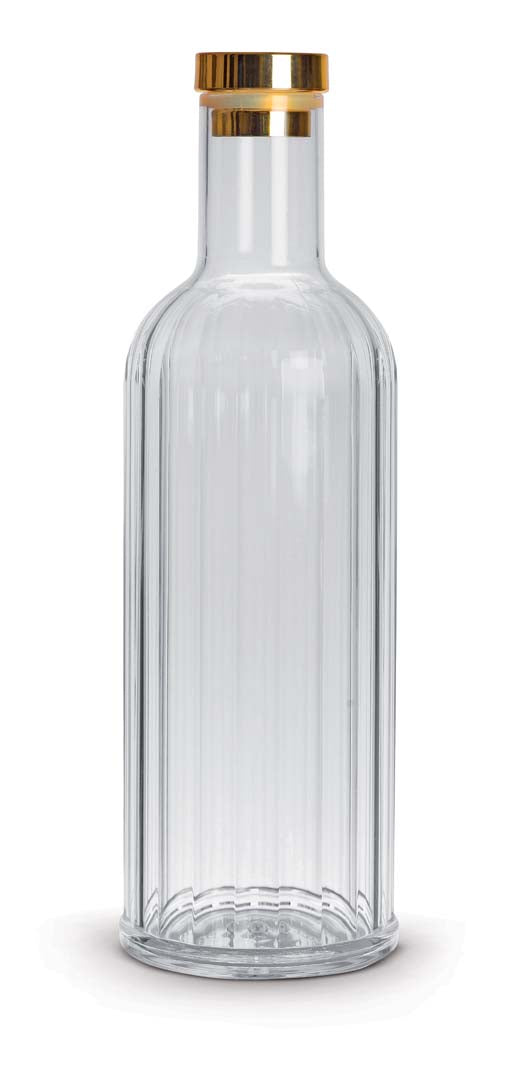 WD Lifestyle Bottiglia in Acrilico Trasparente Tappo Oro 1 L – Bottiglia da Tavola Design Moderno