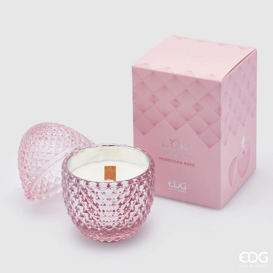 EDG Enzo De Gasperi Candela L'Ove a Forma di Uovo Con Profumo H 12 Cm D 8 Cm Moroccan Rose