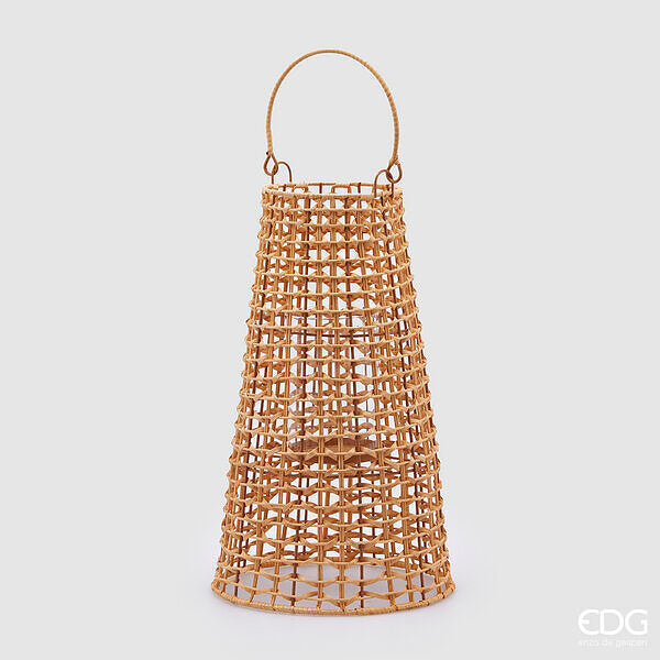 EDG Enzo De Gasperi Natural Cone Lantern with Handle H 43 Cm D 25 Cm Light