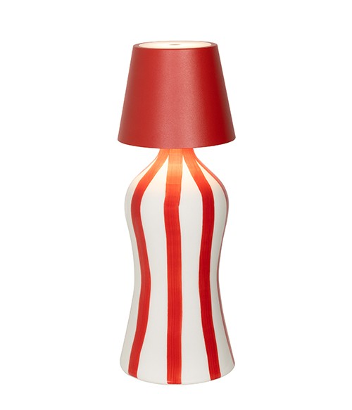 Saffron Stripes Lido Bottle D 110 Mm H 264 Mm Red