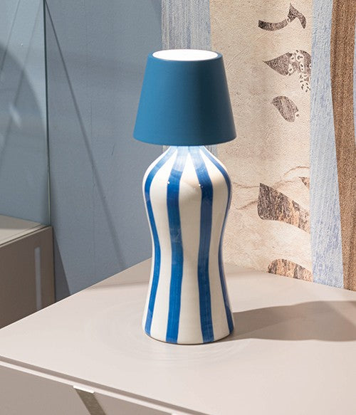 Zafferano Righe Bottiglia Lido D 110 Mm H 264 Mm Blu