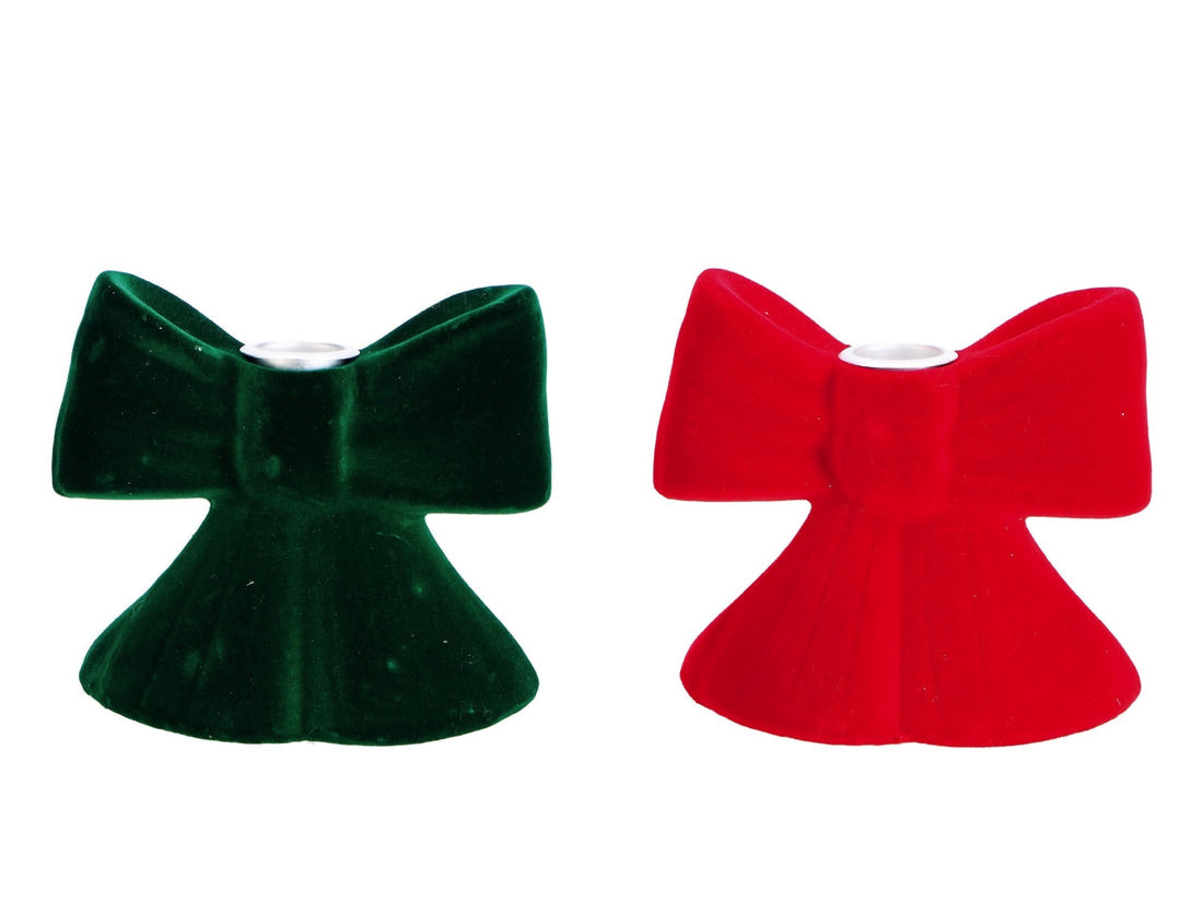 Ad Trend Portacandela Natalizio a Forma di Fiocco in Resina e Velluto Assortito 13x6xH11 cm 1 Pz – Decorazione per la Casa e la Tavola di Natale
