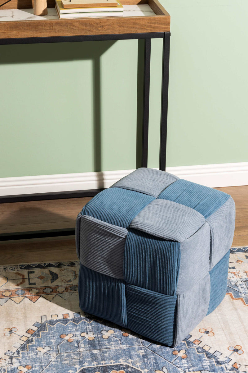 Dimo Pouf Brady in Velluto a Coste Intrecciato, Aviopolvere