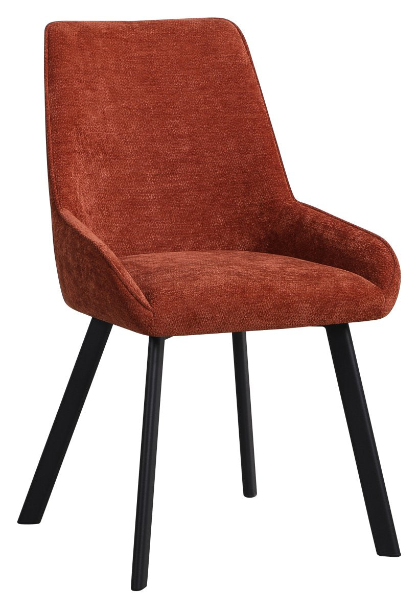 DI.MO Sedia Kim in Tessuto Mattone con Gambe in Metallo Nero 57 x 52 x 87 cm – Sedia Moderna da Pranzo e Soggiorno