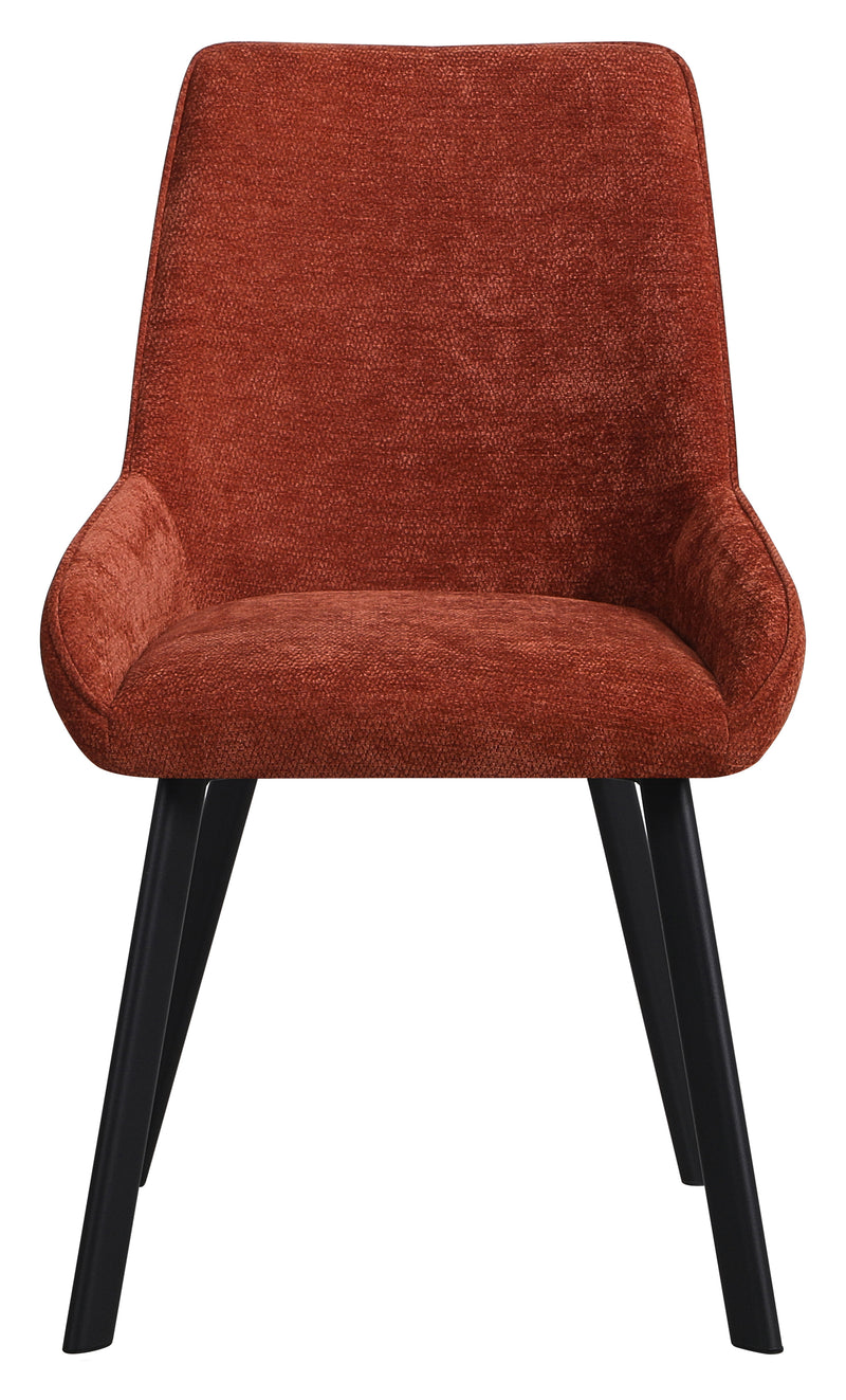 DI.MO Sedia Kim in Tessuto Mattone con Gambe in Metallo Nero 57 x 52 x 87 cm – Sedia Moderna da Pranzo e Soggiorno