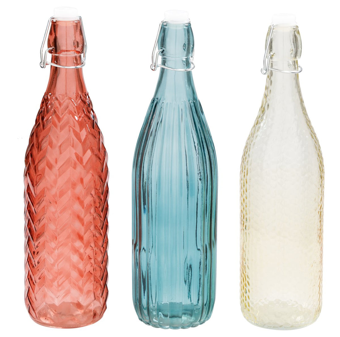 Dimo Chroma Bottiglia in Vetro 1 L con Tappo a Clip – Bottiglia per Acqua e Bevande, Colori Assortiti 1 Pz