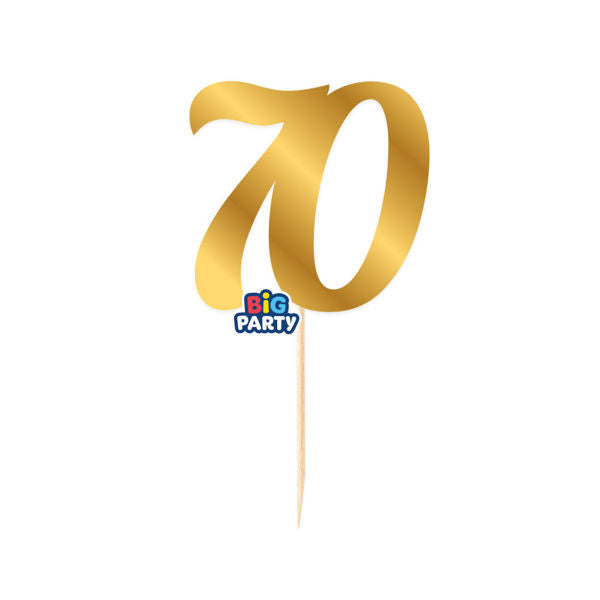 Big Party Mini Cake Topper Num. 70 Oro Metal