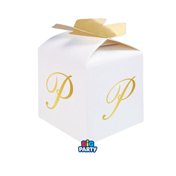 Big Party 10 Scatoline Cubetto Fiocco Lettera P Oro
