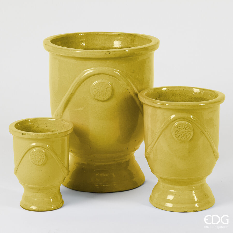 edg enzo de gasperi set 3 pz vaso glaze coppa h 58 cm h 41 cm h 30 cm yellow waterproof ean 8059824344250