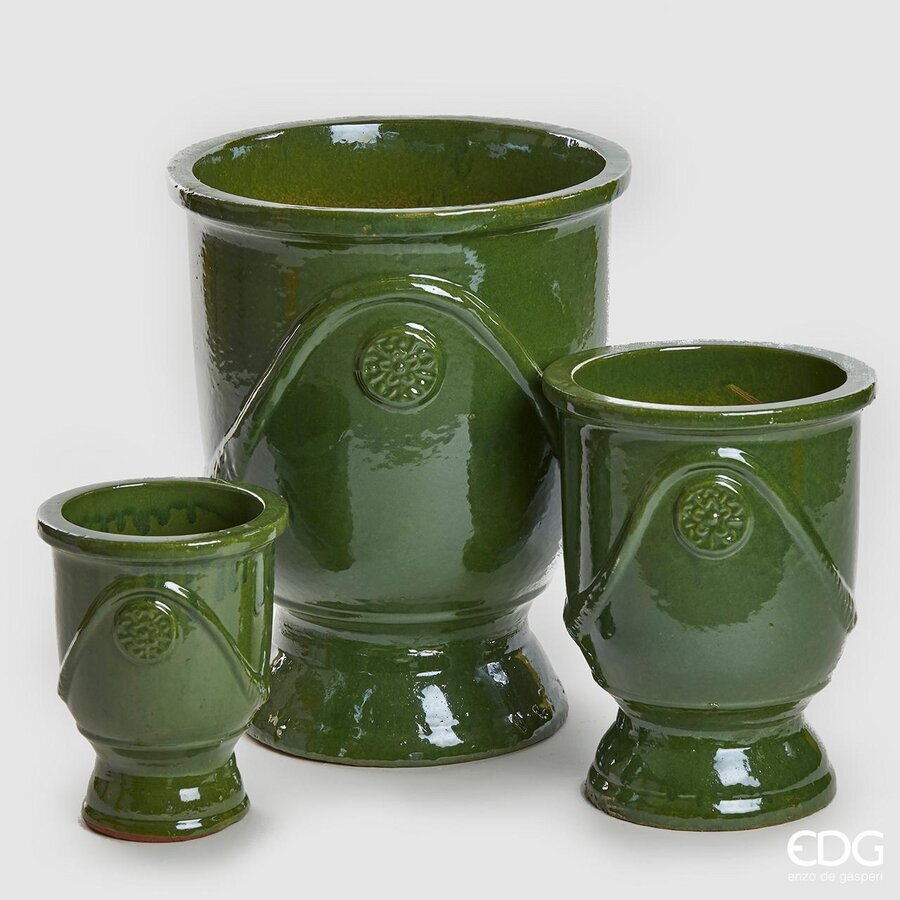 edg enzo de gasperi set 3 pz vaso glaze coppa h 58 cm h 41 cm h 30 cm olive waterproof ean 8059824906915