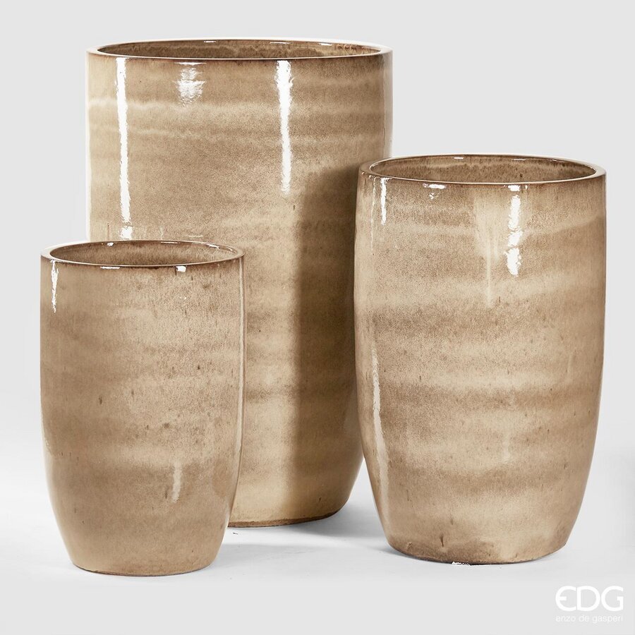 edg enzo de gasperi set 3 pz vaso glaze rotondo h 100 cm h 80 cm h 63 cm sand ean 8059824011442