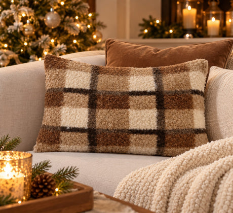 Bizzotto Cuscino Laurence a Quadri Marrone 40x60 cm – Idea Regalo Natale