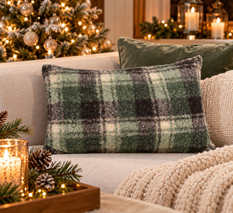 Bizzotto Cuscino Laurence a Quadri Verde 40x60 cm – Idea Regalo Natale
