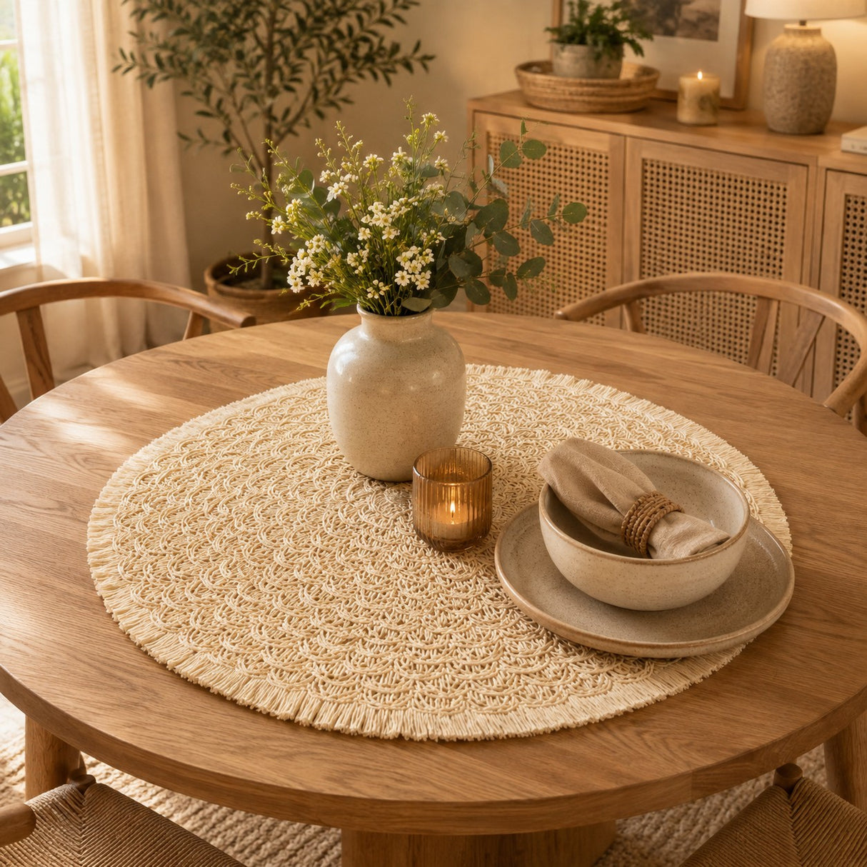 Bizzotto Tovaglietta Jareth Beige D 38 cm Tovaglietta Americana Natalizia per Tavola
