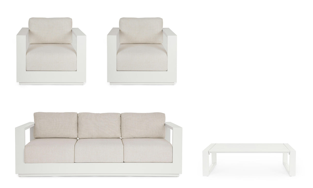 Bizzotto Set Salotto Moses 4 Elementi Vapor Bianco