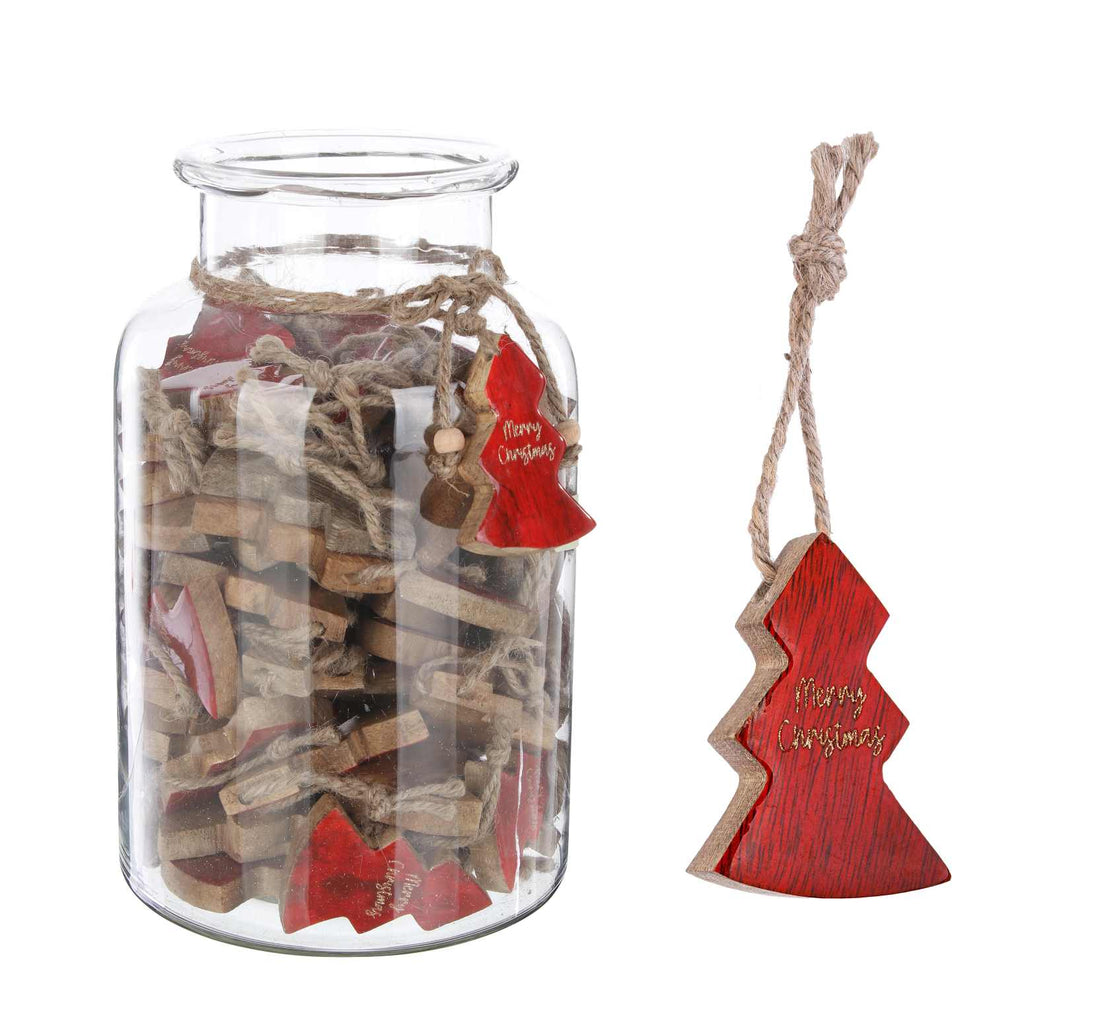 Bizzotto Pendaglio Natale Clara Pino Rosso Xmas H 7 Cm