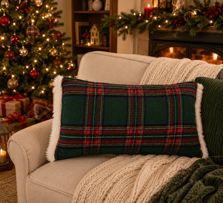 Bizzotto Cuscino Richard Tartan Verde 40x60 cm Cuscino Decorativo Natalizio