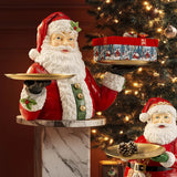 Bizzotto Santa Claus Scott Stand with Tray H 61.2 Cm 29 x 40 Cm Polyresin Red