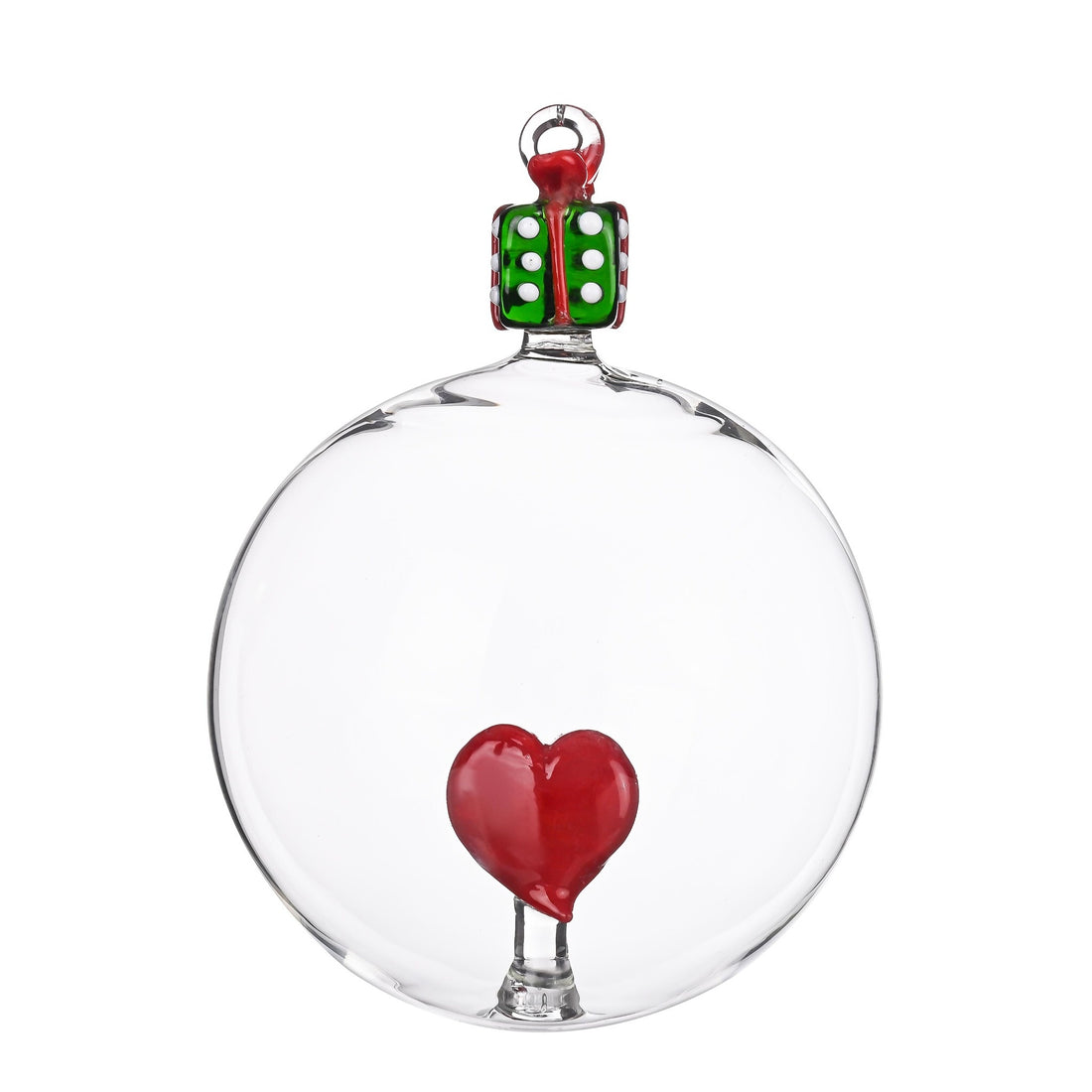 Bizzotto Sfera Tool Cuore e Regalo D 10 cm in Vetro – Decorazione Natalizia