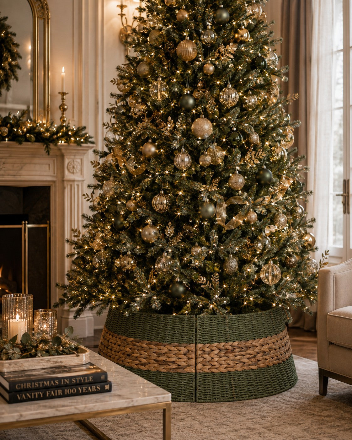 Bizzotto Copribase Albero di Natale Gleynor Verde Naturale D 78 cm Decorazione Natalizia