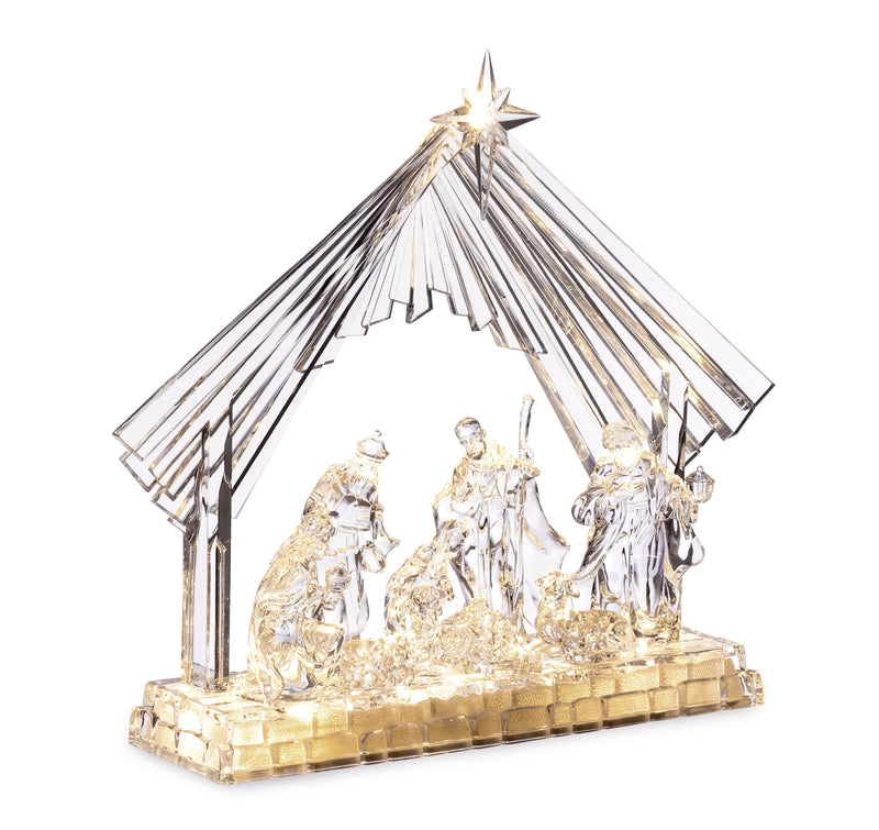 Bizzotto Natività Silky con Capanna 8 Figure H28,5 cm con LED a Batteria – Presepe Natalizio Luminoso Decorativo per la Casa