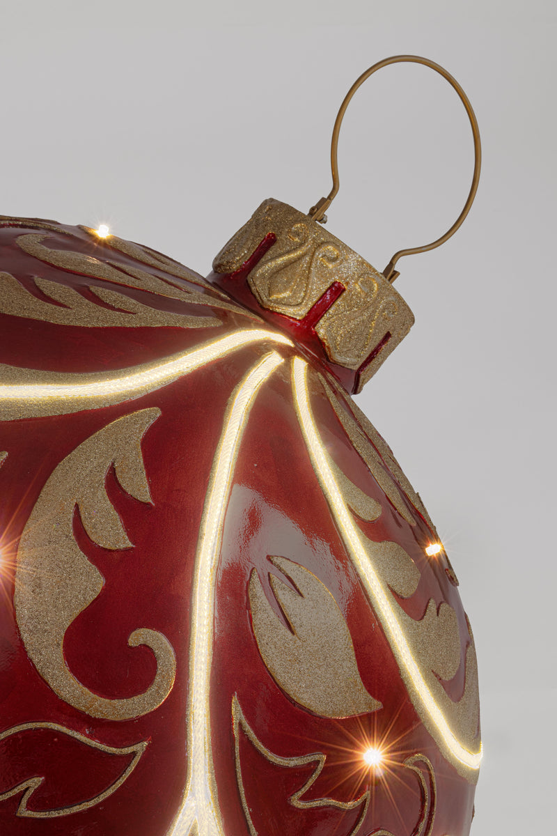 Bizzotto Decorazione Sferica Kinler Rossa con 6 LED 68,6x53,3 cm – Sfera Luminosa Decorativa per Natale