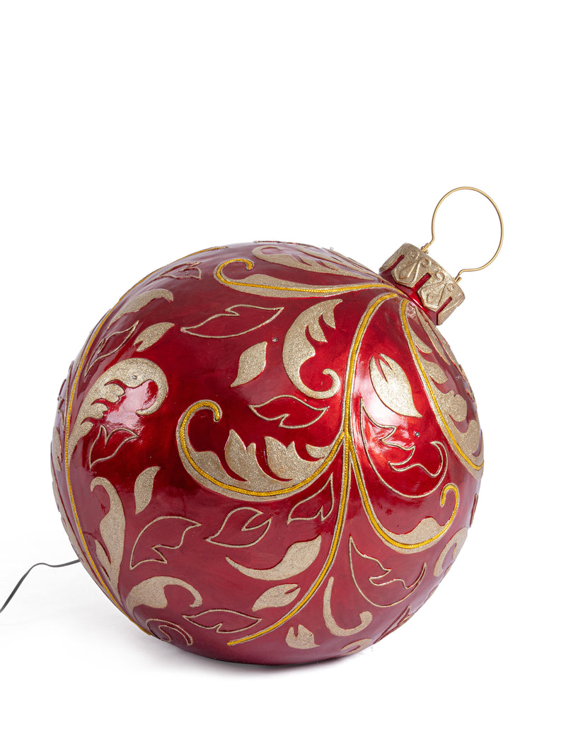 Bizzotto Decorazione Sferica Kinler Rossa con 6 LED 68,6x53,3 cm – Sfera Luminosa Decorativa per Natale