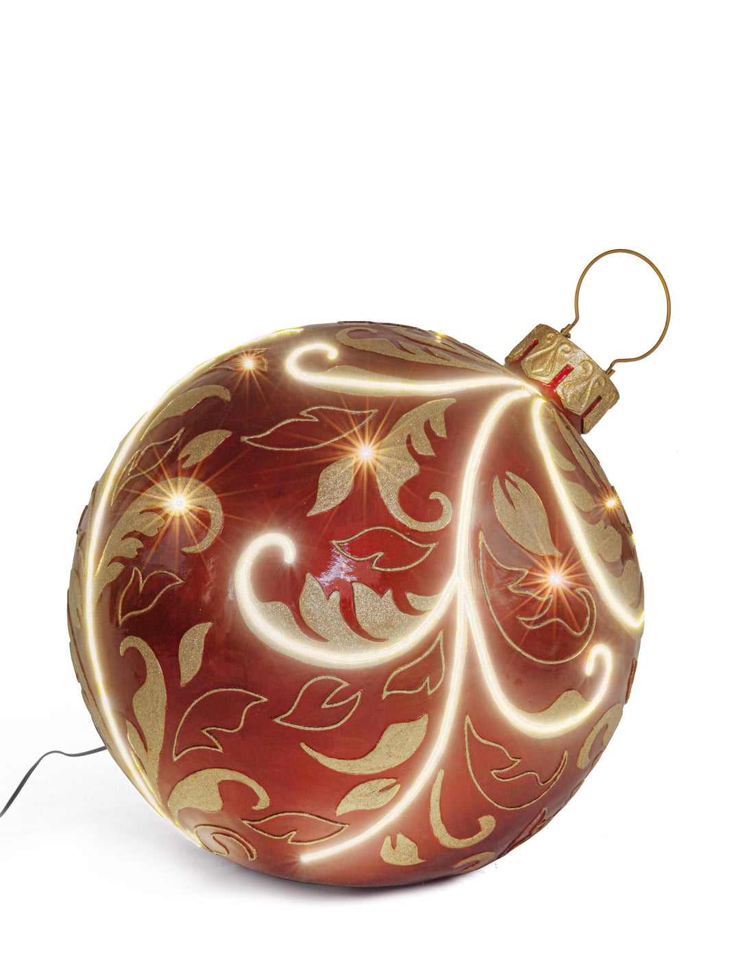 Bizzotto Decorazione Sferica Kinler Rossa con 6 LED 68,6x53,3 cm – Sfera Luminosa Decorativa per Natale