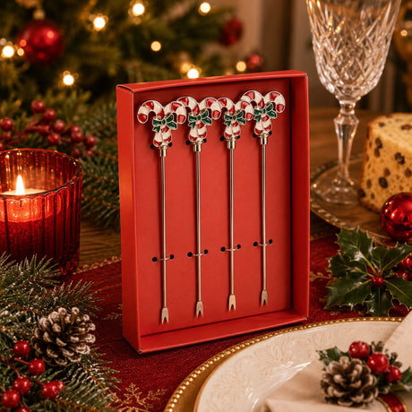 Bizzotto Confezione 4 Spiedini Atena Caramella Decorazioni Natalizie per Aperitivi e Tavola