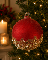 Bizzotto Sfera di Vetro Natale Brill Rosso D 10 cm Decorazione per Albero di Natale