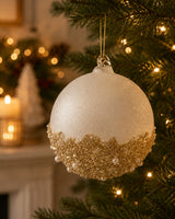 Bizzotto Sfera di Vetro Natale Brill Bianco d 10 cm Decorazione per Albero di Natale