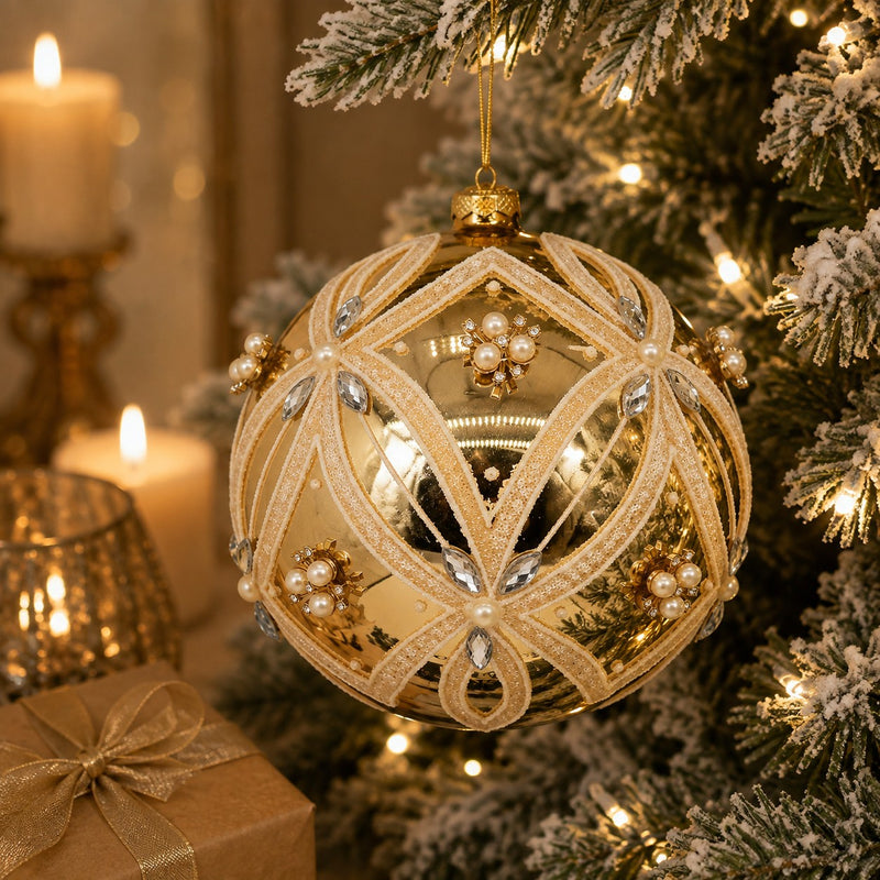 Bizzotto Sfera di Natale Extravagance Oro D 15 cm in Vetro – Decorazione per Albero