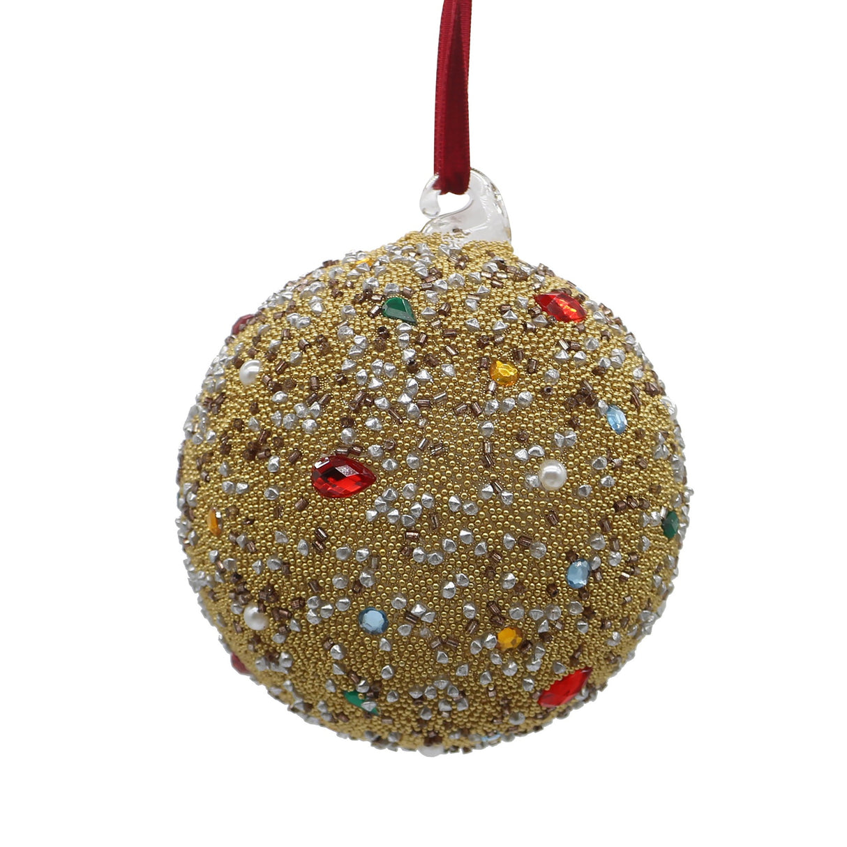 Bizzotto Sfera di Vetro Natalizia Beadstar Oro d 10 cm Decorazione per Albero di Natale