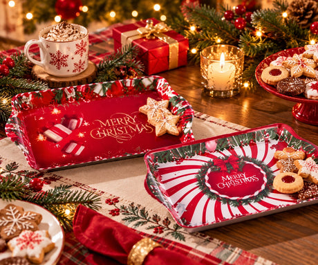 Ad Trend Vassoio Rettangolare Natalizio in Melamina Assortito 21x15 cm 1 Pz – Decorazione Tavola di Natale